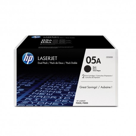 HP 05A Black 2-pack LaserJet Toner CE505D 
