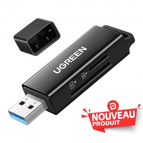 Ugreen Lecteur carte mémoire SD TF USB 3.0 Noir